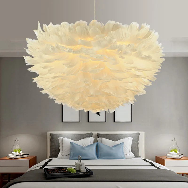 Halfbolvormige woonkamerveer hanglamp Feather 1-lichts moderne hanglamp Clearhalo