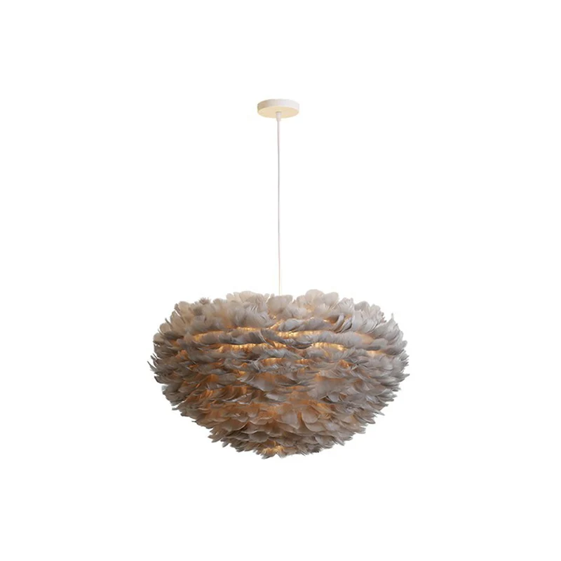 Halfbolvormige woonkamerveer hanglamp Feather 1-lichts moderne hanglamp Clearhalo