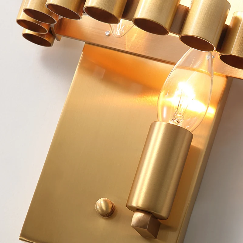 Halfcilindrische wandverlichting Hedendaags helder kristal 1 licht messing afwerking schanslamp voor slaapkamer Clearhalo