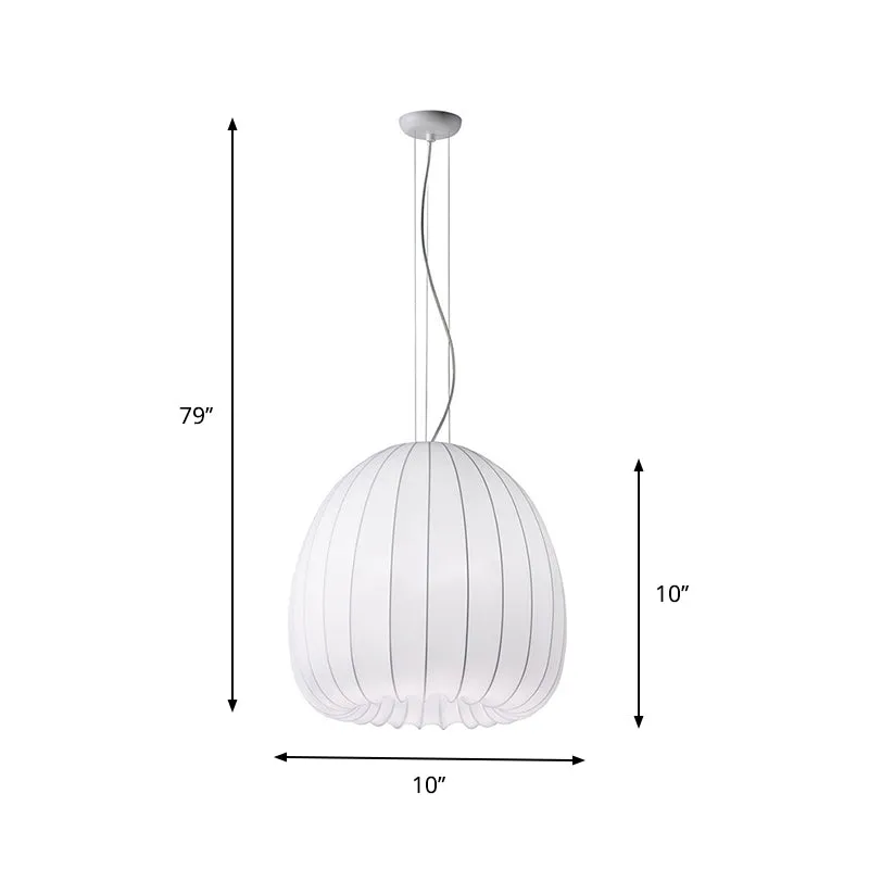 Halfrond hangende hanglamp van eenvoudige stof, 1-lichts wit, hangend plafondlicht boven tafel Clearhalo