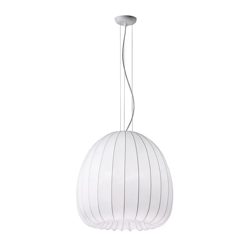 Halfrond hangende hanglamp van eenvoudige stof, 1-lichts wit, hangend plafondlicht boven tafel Clearhalo