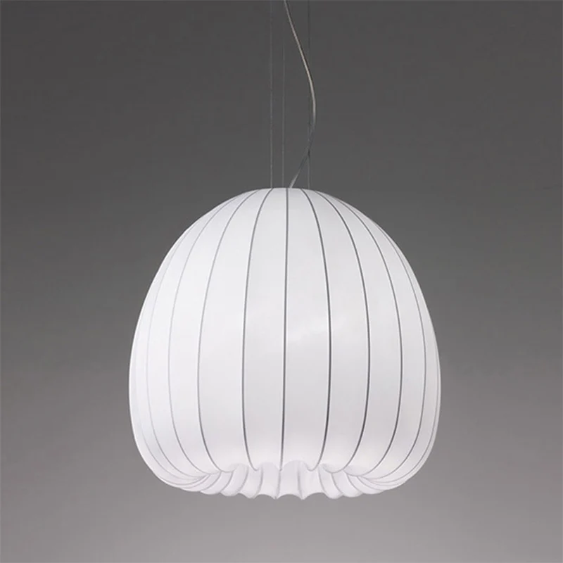 Halfrond hangende hanglamp van eenvoudige stof, 1-lichts wit, hangend plafondlicht boven tafel Clearhalo