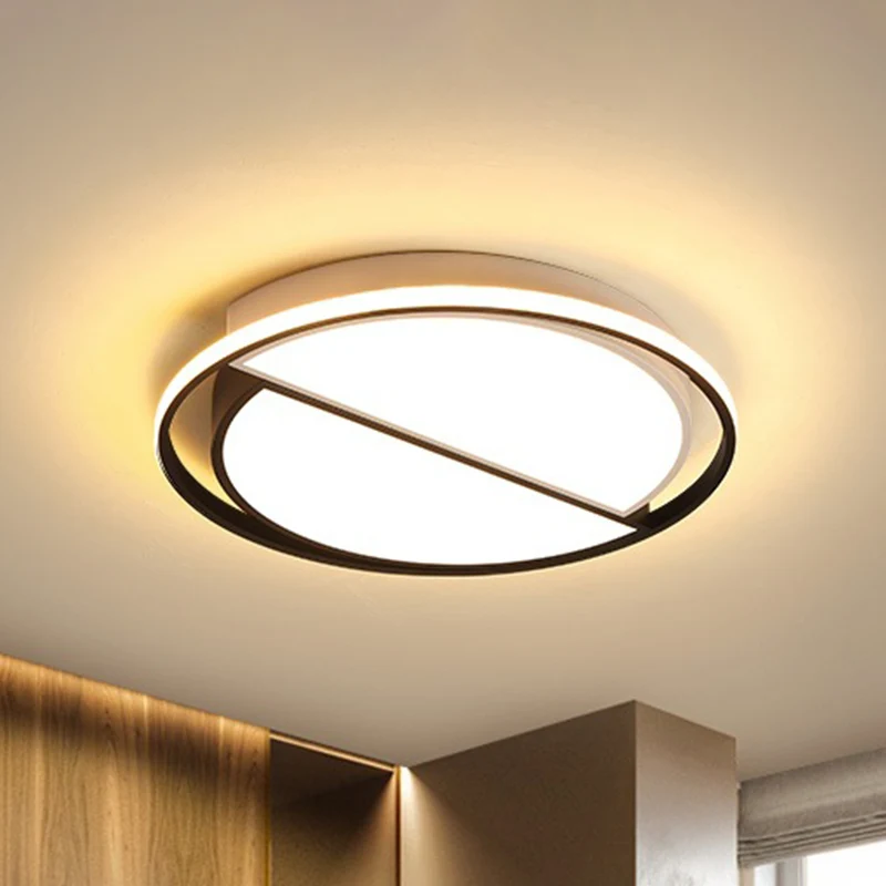 2 halfronde LED-inbouwlamp Moderne acrylplafondlamp zwart voor studeerkamer Clearhalo