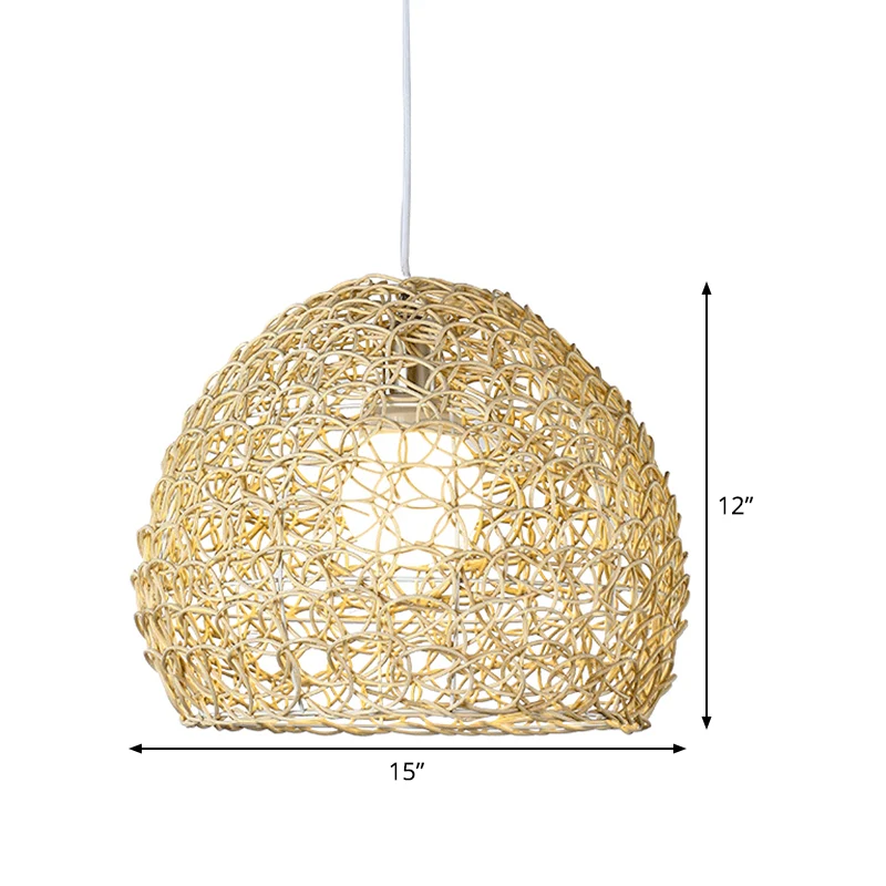 Halfronde slingerlamp Eenvoudige bamboe enkele beige hanglamp voor eetkamer Clearhalo
