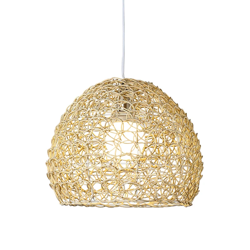Halfronde slingerlamp Eenvoudige bamboe enkele beige hanglamp voor eetkamer Clearhalo