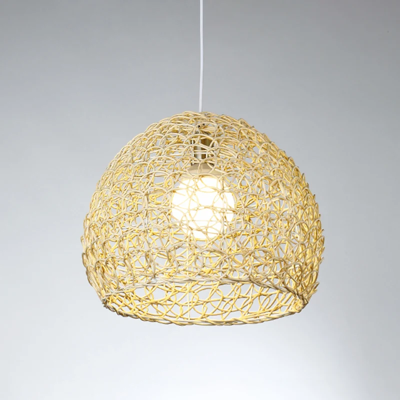 Halfronde slingerlamp Eenvoudige bamboe enkele beige hanglamp voor eetkamer Clearhalo