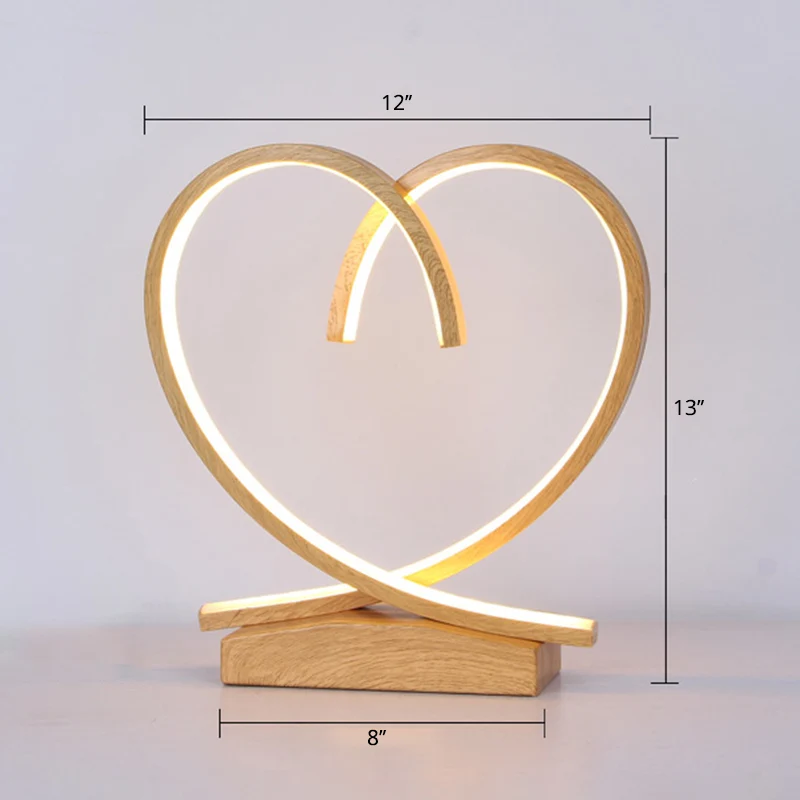 Halo Ring LED-nachtkastjelamp Decoratieve metalen houten tafellamp voor slaapkamer Clearhalo