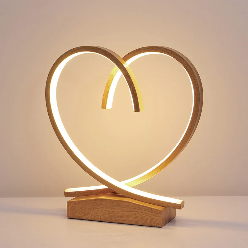 Halo Ring LED-nachtkastjelamp Decoratieve metalen houten tafellamp voor slaapkamer Clearhalo