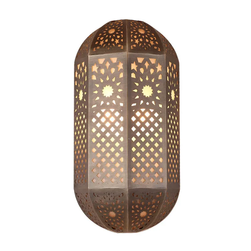 Halve capsule metalen schansverlichting Antiek 2-kops gang-inbouwlamp voor wandmontage messing Clearhalo