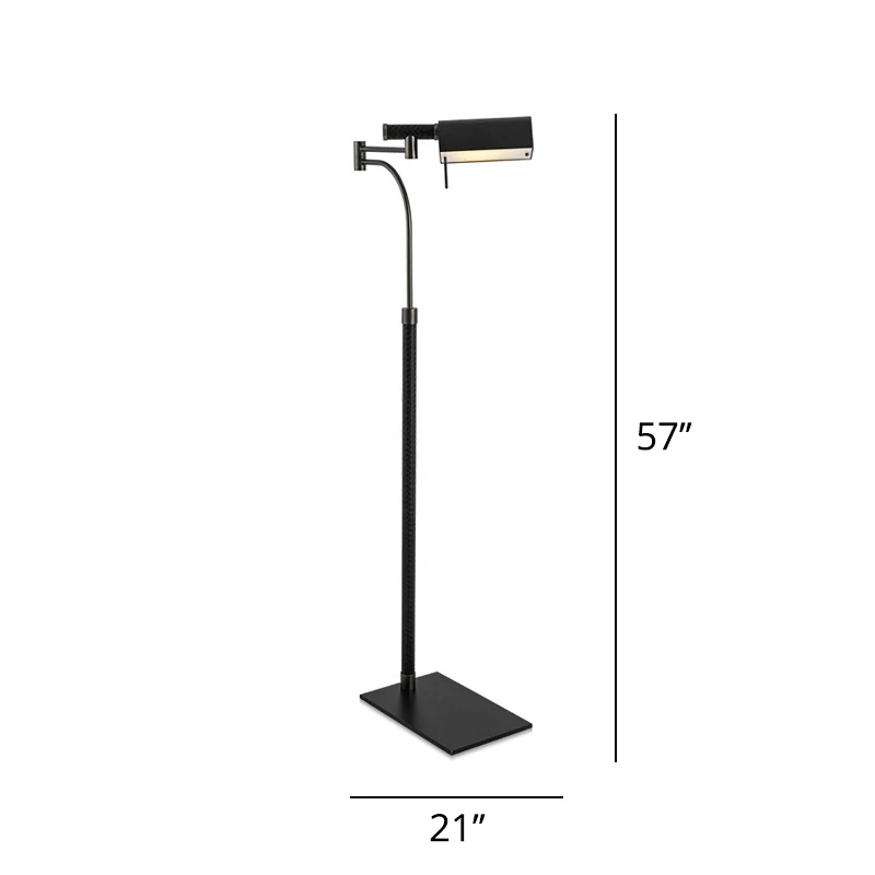Halve cilinder vloerlamp eigentijds metaal 1-lamps lederen staande lamp voor woonkamer zwart Clearhalo