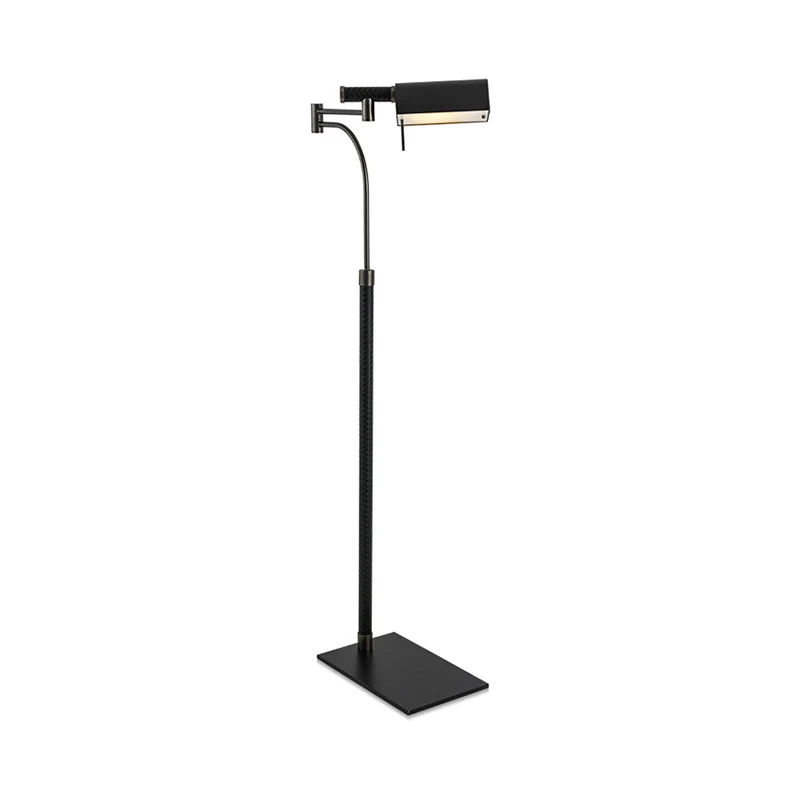 Halve cilinder vloerlamp eigentijds metaal 1-lamps lederen staande lamp voor woonkamer zwart Clearhalo