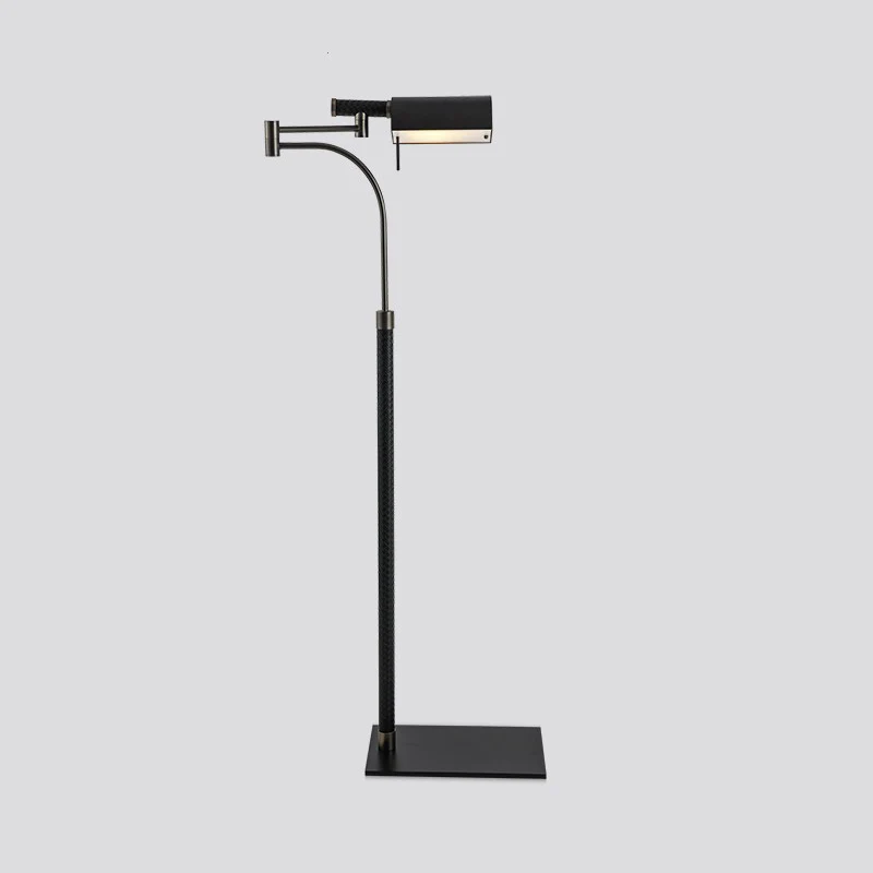 Halve cilinder vloerlamp eigentijds metaal 1-lamps lederen staande lamp voor woonkamer zwart Clearhalo