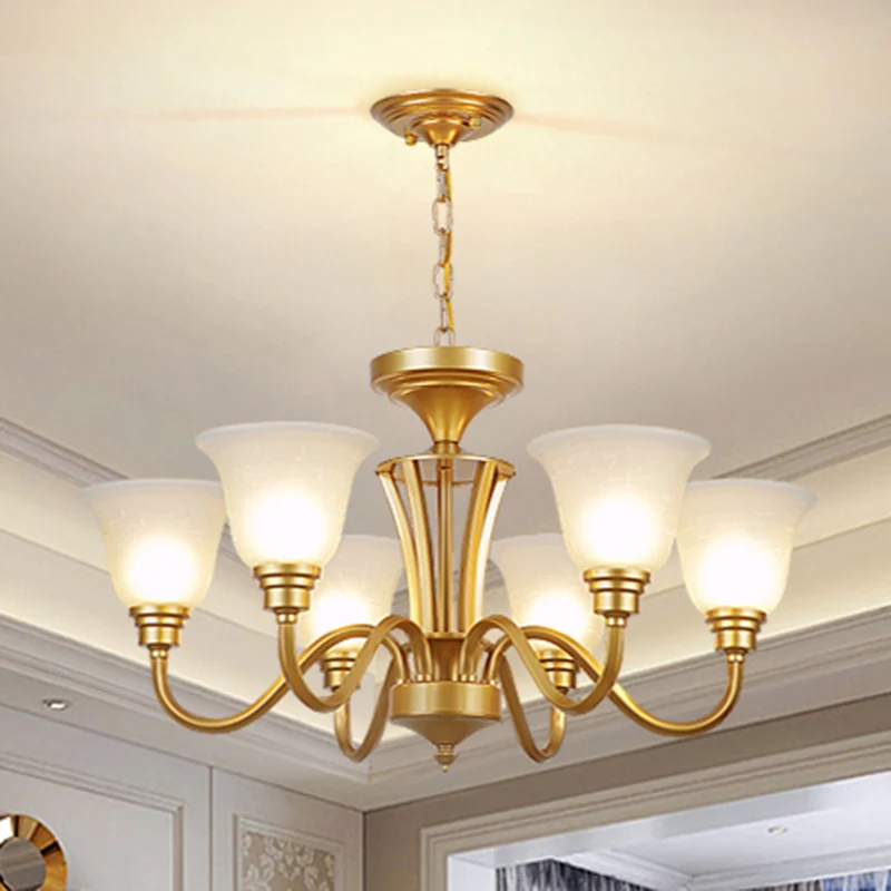 Handgeblazen glazen bel hanglamp rustieke woonkamer kroonluchter lichtarmatuur Clearhalo
