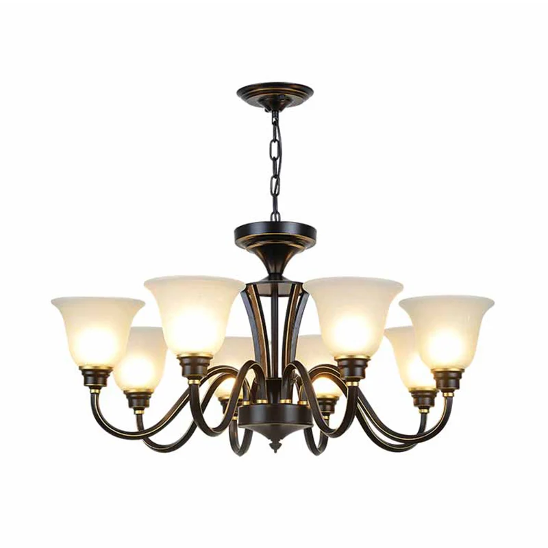 Handgeblazen glazen bel hanglamp rustieke woonkamer kroonluchter lichtarmatuur Clearhalo
