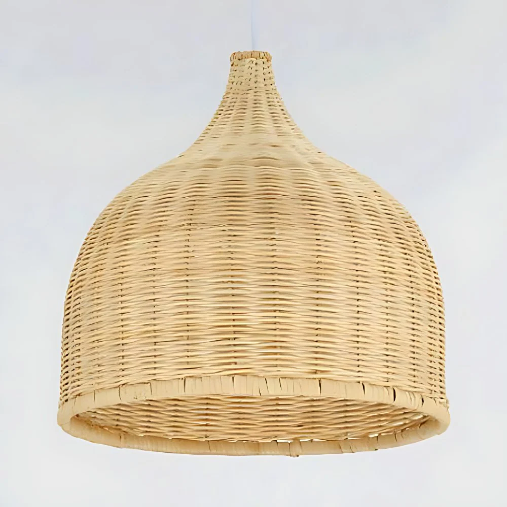 Handgebreide hangende hangende hanglamp van bamboe, boerderij, één lichte hanglamp beige Clearhalo