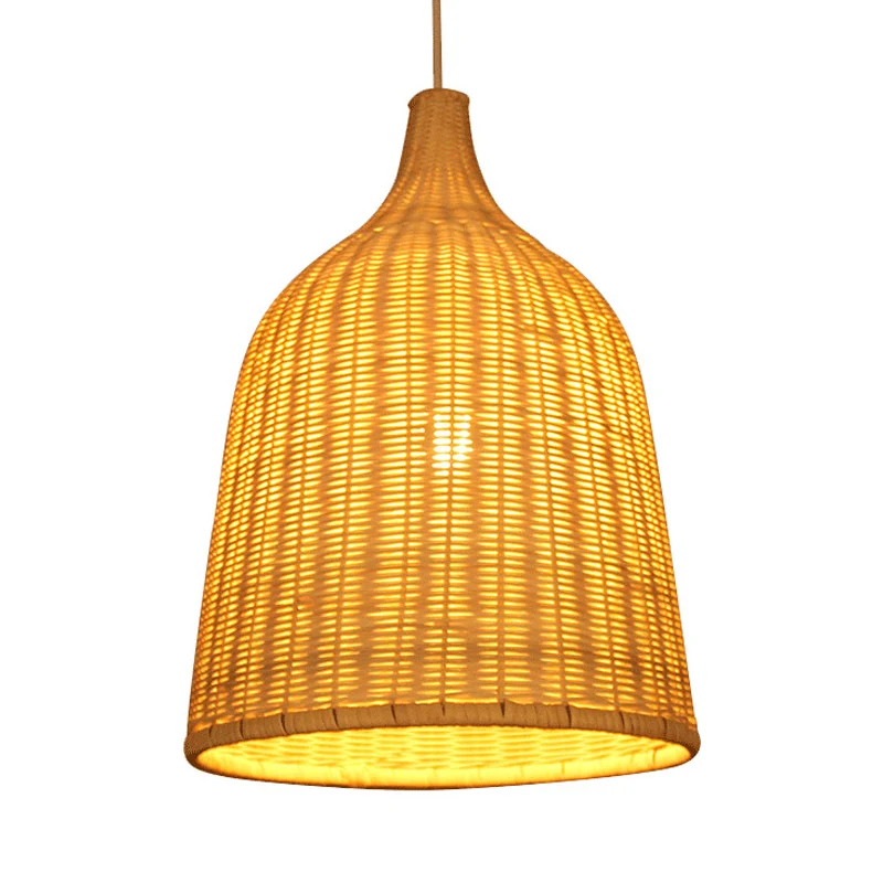 Handgemaakte bamboe emmer hanglamp Rustieke hanglamp met enkele lamp beige Clearhalo
