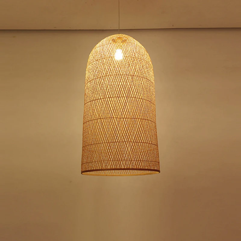 Handgemaakte bamboe ophangverlichting Minimalistisch 1 hoofd houten hangende plafondlamp voor theesalon Clearhalo