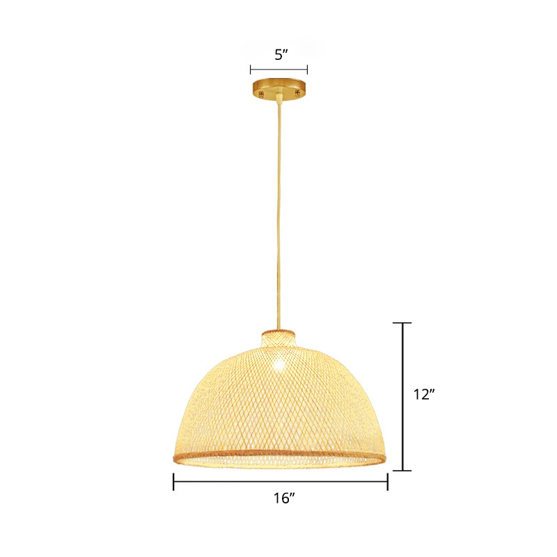Handgemaakte bamboe ophangverlichting Minimalistisch 1 hoofd houten hangende plafondlamp voor theesalon Clearhalo