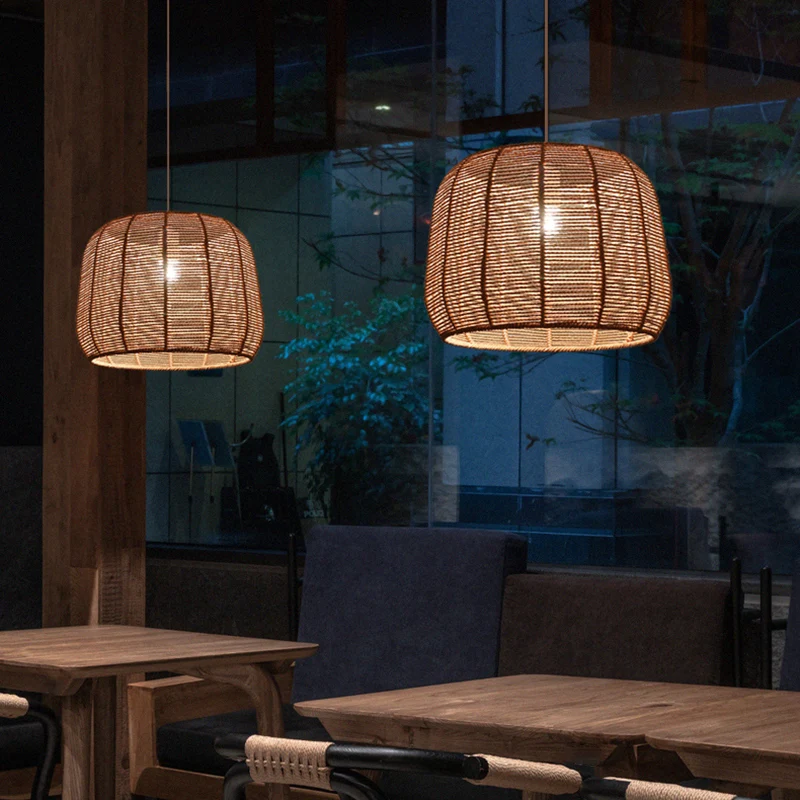 Handgemaakte hanglamp, eigentijds henneptouw, enkel restaurant, hanglamp Clearhalo