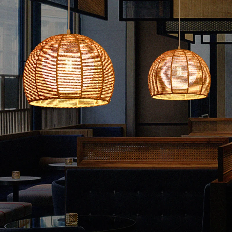 Handgemaakte hanglamp, eigentijds henneptouw, enkel restaurant, hanglamp Clearhalo