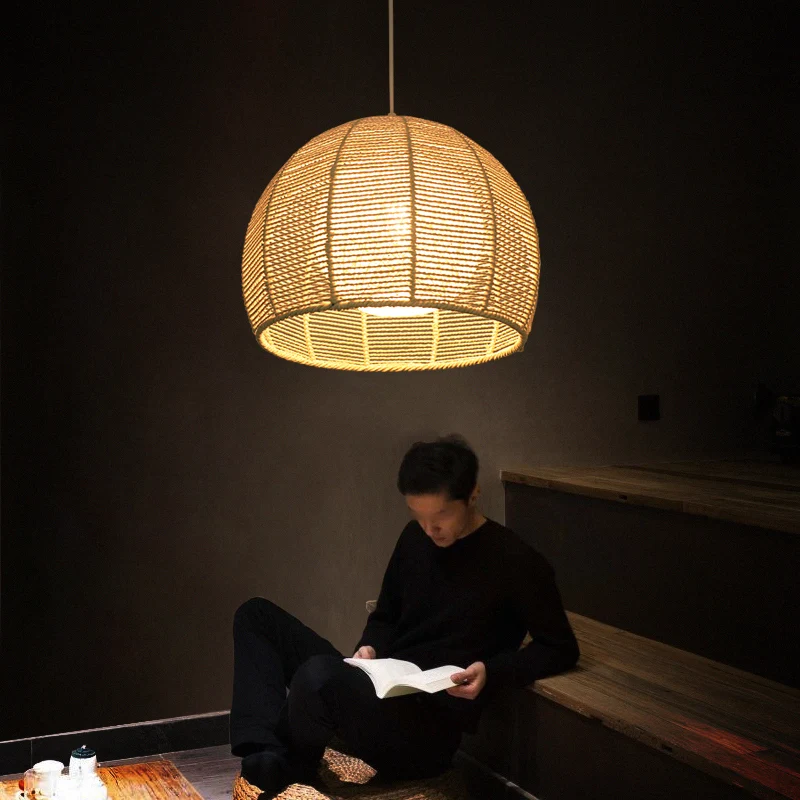 Handgemaakte hanglamp, eigentijds henneptouw, enkel restaurant, hanglamp Clearhalo