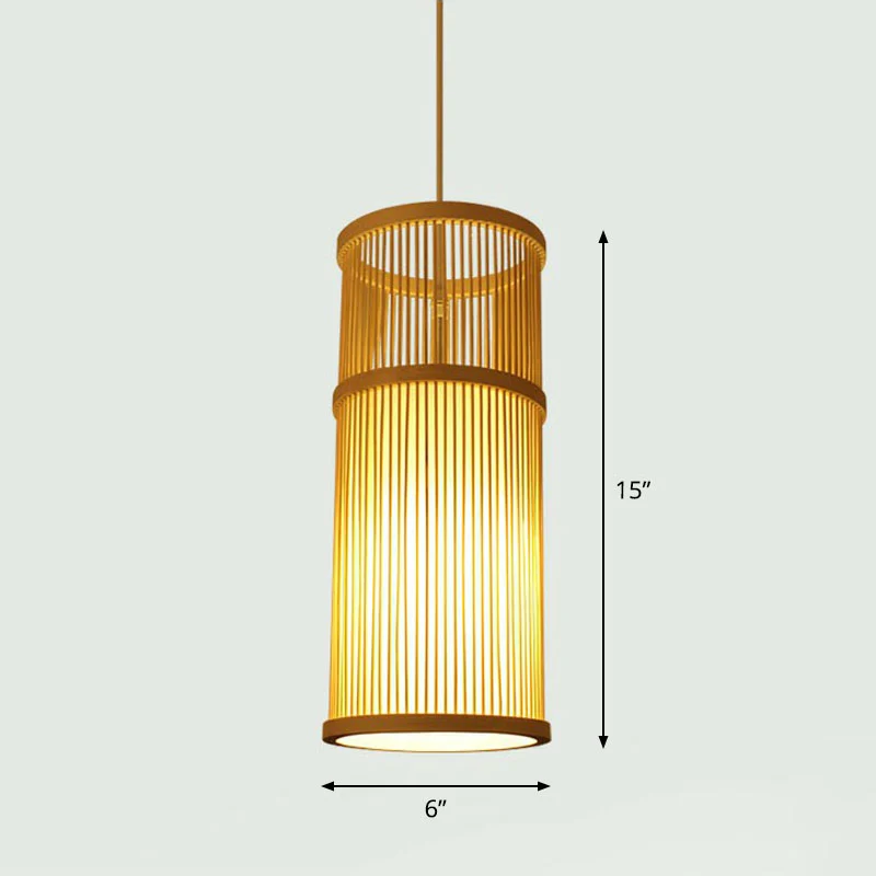 Handgemaakte plafondlamp Chinese stijl bamboe enkel restaurant hangende hanglamp hout Clearhalo