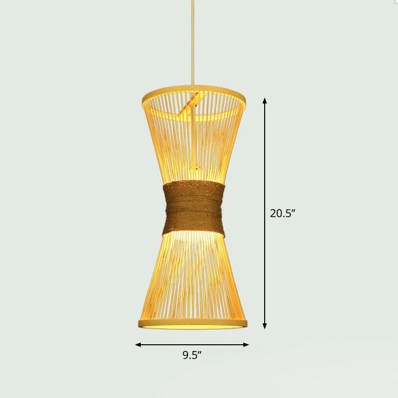 Handgemaakte plafondlamp Chinese stijl bamboe enkel restaurant hangende hanglamp hout Clearhalo