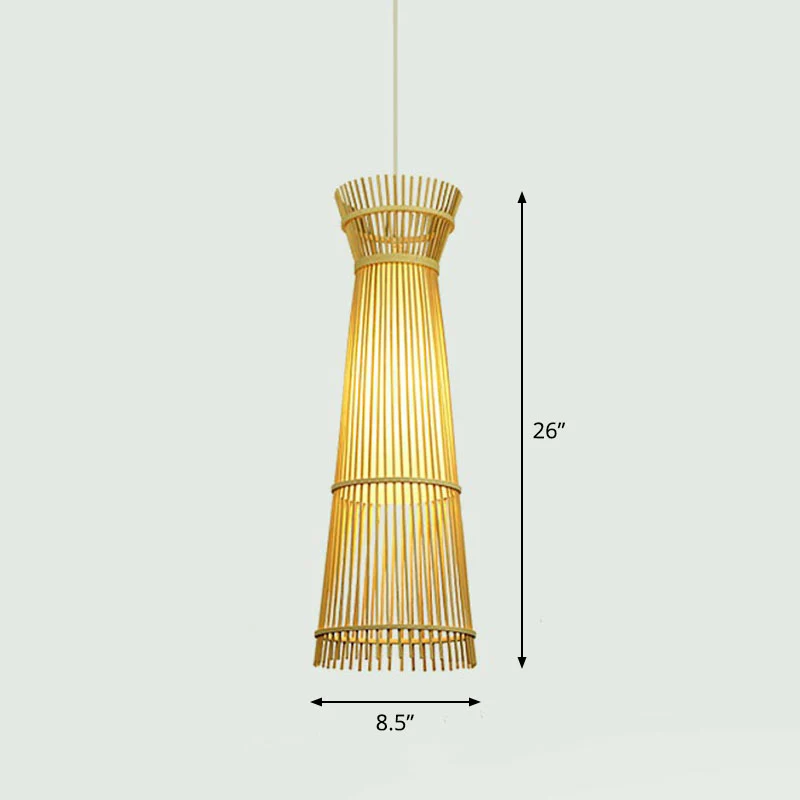 Handgemaakte plafondlamp Chinese stijl bamboe enkel restaurant hangende hanglamp hout Clearhalo