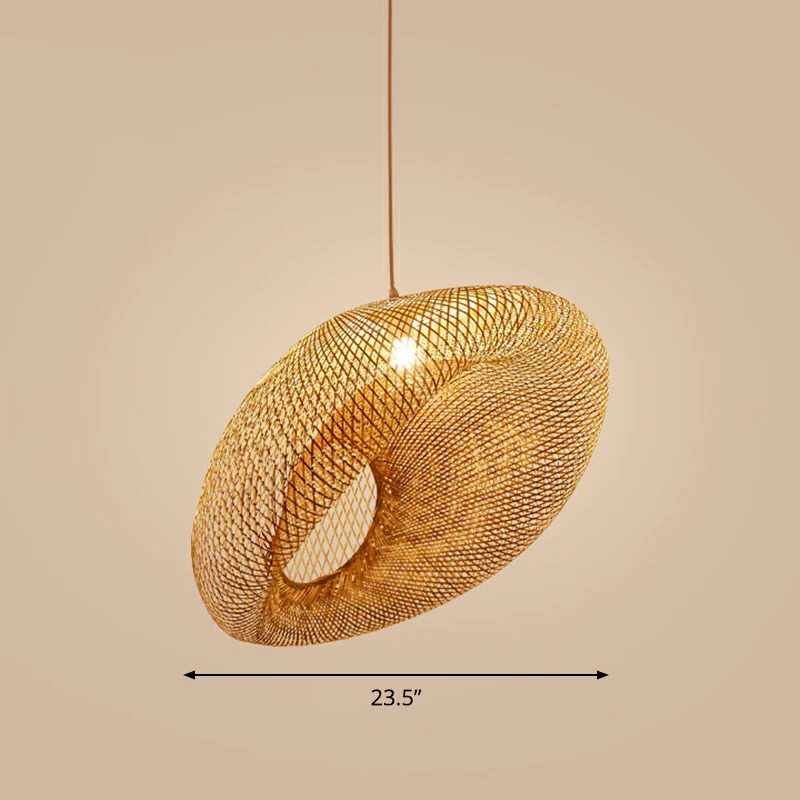 Handgemaakte restaurant hanglamp bamboe 1-lichts Simplicity hanglamp hout Clearhalo
