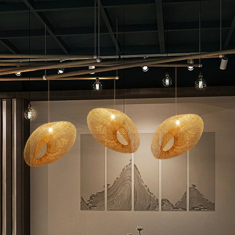 Handgemaakte restaurant hanglamp bamboe 1-lichts Simplicity hanglamp hout Clearhalo