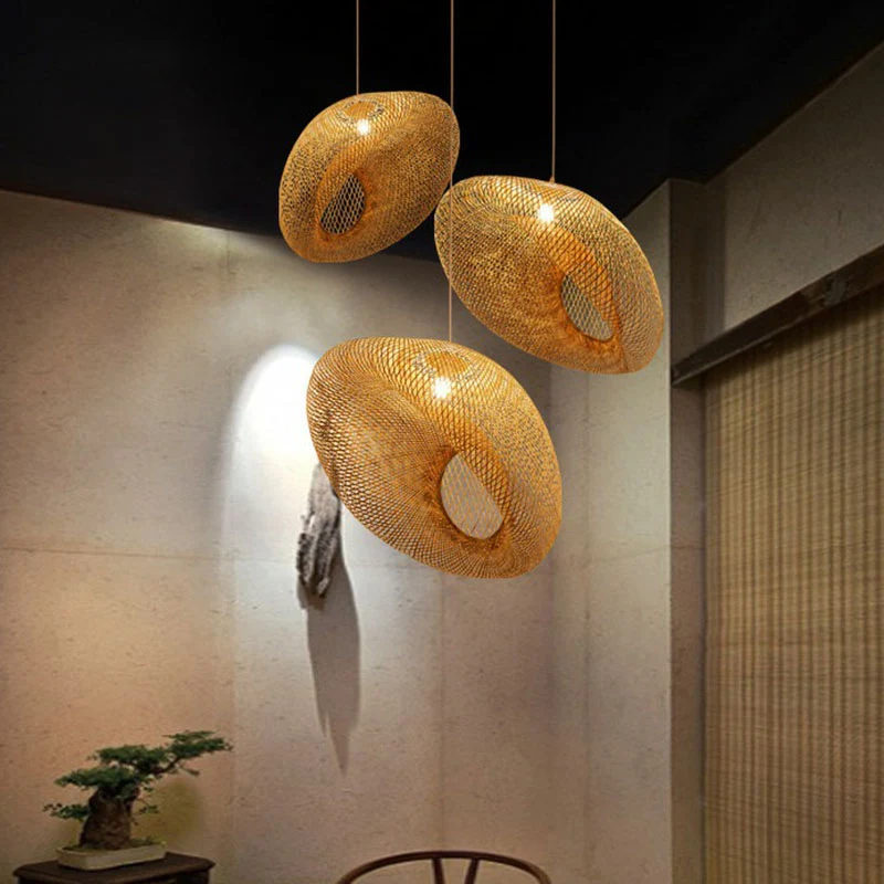 Handgemaakte restaurant hanglamp bamboe 1-lichts Simplicity hanglamp hout Clearhalo