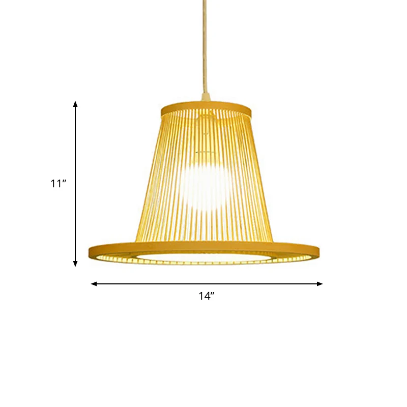 Handgeweven bamboe hanglamp met schaduw Platteland 1 lichtbeige hanglamp voor restaurant, /B Clearhalo