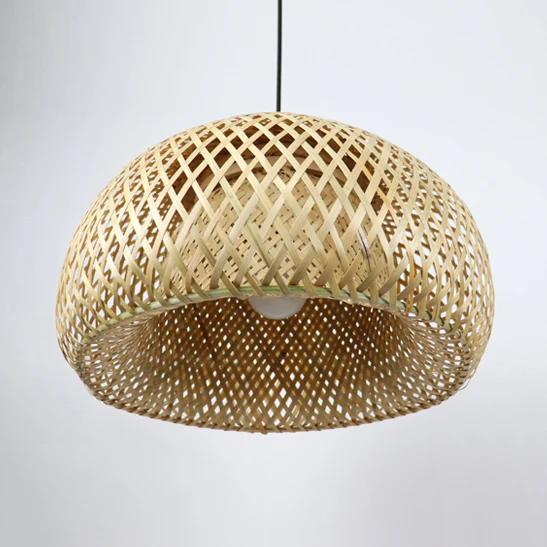 Handgeweven hanglamp platteland rotan 7"/7,5" W 1 lamp beige hanglamp met koepelschaduw voor eetkamer Clearhalo