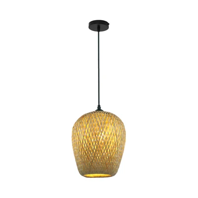 Handgeweven hanglamp platteland rotan 7"/7,5" W 1 lamp beige hanglamp met koepelschaduw voor eetkamer Clearhalo