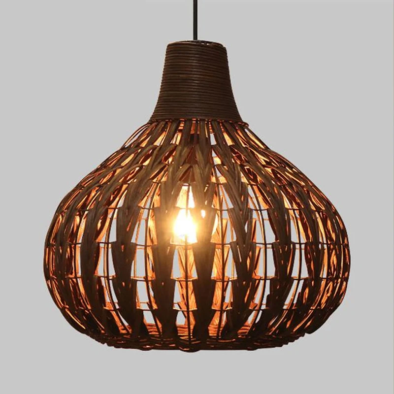 Handgeweven rotan kalebas hangende hanglamp Rustiek 1 licht hangend armatuur voor restaurant Clearhalo