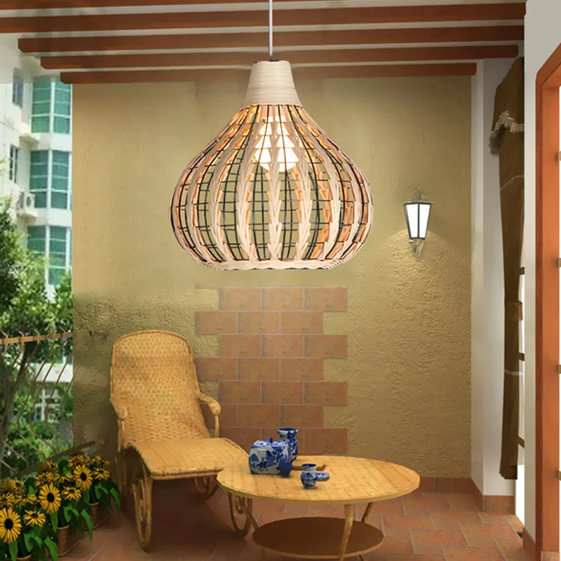 Handgeweven rotan kalebas hangende hanglamp Rustiek 1 licht hangend armatuur voor restaurant Clearhalo