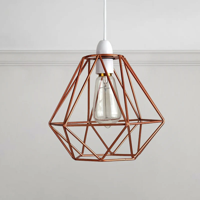 Hangende hanglamp met draadframe, industriële loft, geel/wit, metalen hanglamp met 1 kop voor de woonkamer Clearhalo