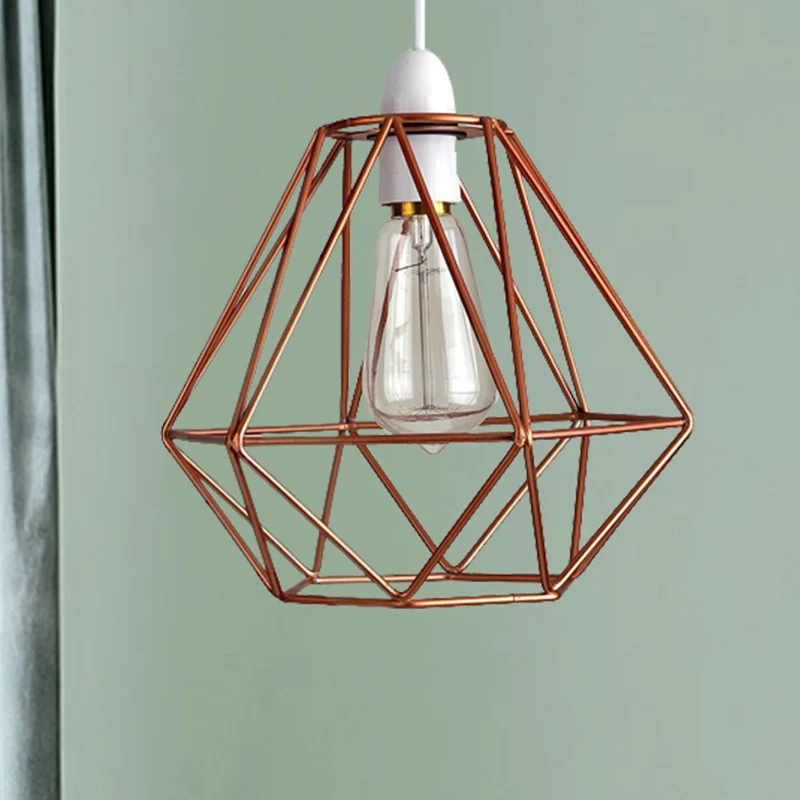 Hangende hanglamp met draadframe, industriële loft, geel/wit, metalen hanglamp met 1 kop voor de woonkamer Clearhalo
