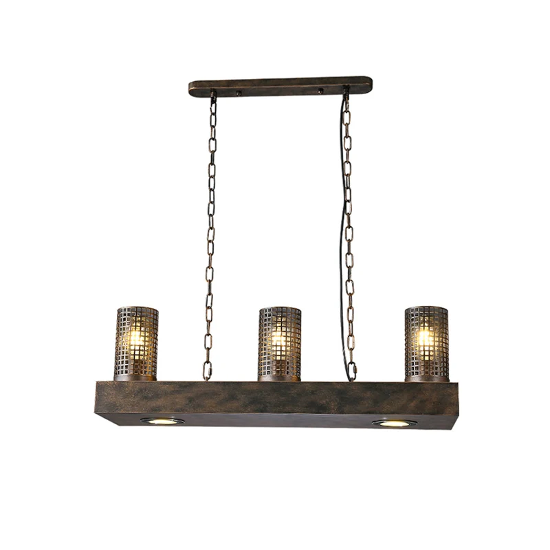 Hangende plafondlamp met 3 lampen, vintage restauranteilandlamp brons/zwart met cilindervormige metalen kap Clearhalo