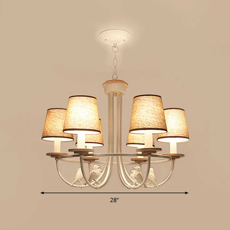 Hangende plafondlamp met witte ton, eigentijdse 6/8-lichts stoffen hangende kroonluchter Clearhalo