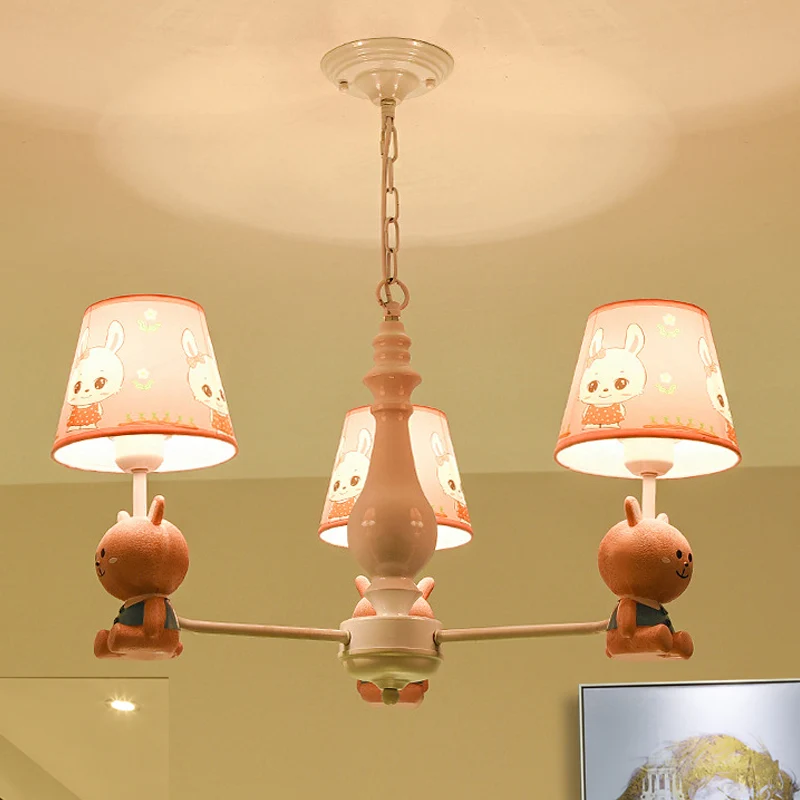 Hangende plafondlamp van stof met taps toelopende kap Cartoon hangende hanglampen roze voor de kleuterschool Clearhalo