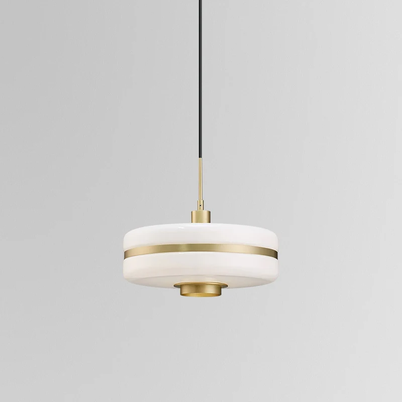 Hangende plafondlamp van wit glas, moderne 1-lichts gouden hanglamp voor woonkamer Clearhalo