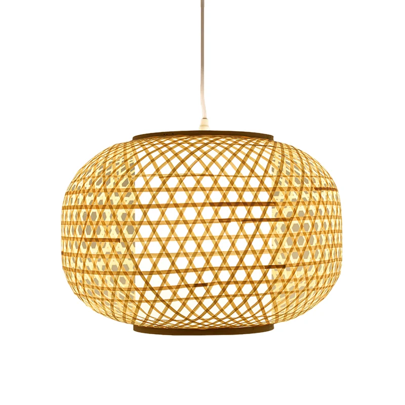 Hanglamp Azië Beige plafondhanglamp met 1 hoofdslaapkamer en bamboe lantaarnkap Clearhalo