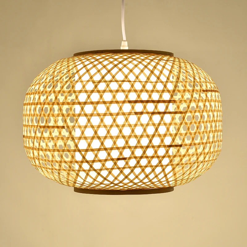 Hanglamp Azië Beige plafondhanglamp met 1 hoofdslaapkamer en bamboe lantaarnkap Clearhalo