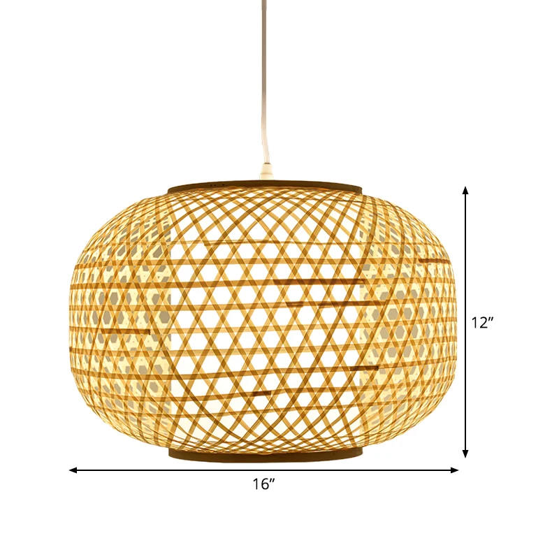 Hanglamp Azië Beige plafondhanglamp met 1 hoofdslaapkamer en bamboe lantaarnkap Clearhalo