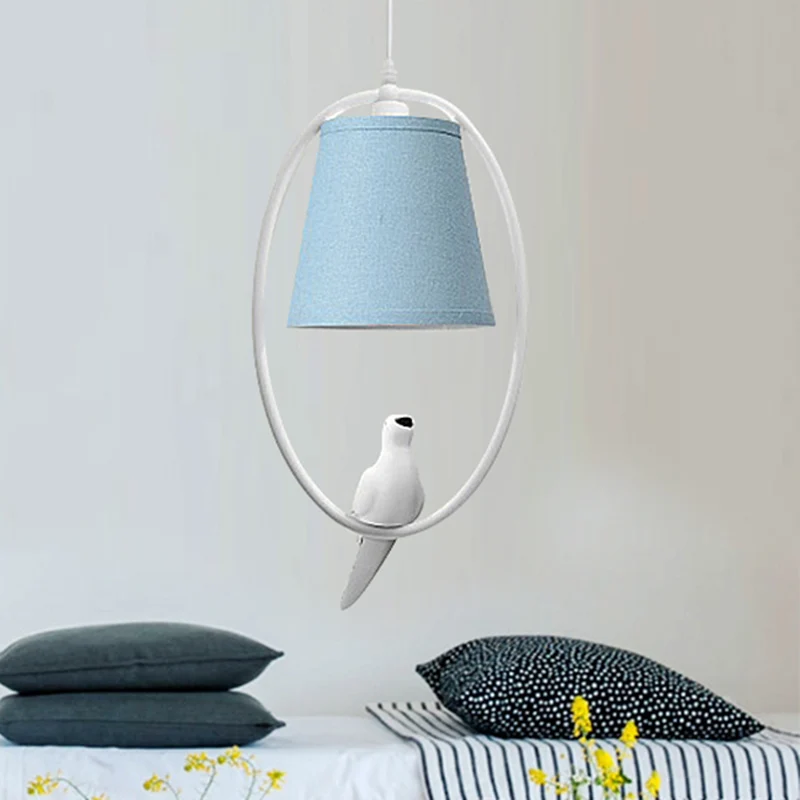 Hanglamp balkonvogel met taps toelopende kap Metalen 1-kops blauwe hanglamp Clearhalo