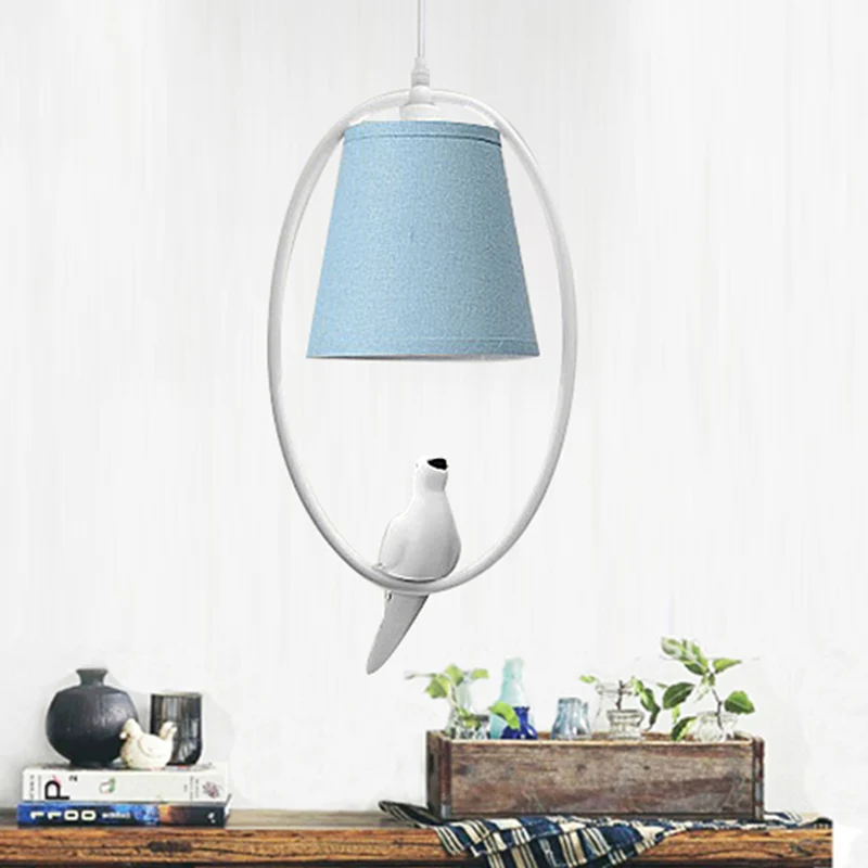 Hanglamp balkonvogel met taps toelopende kap Metalen 1-kops blauwe hanglamp Clearhalo
