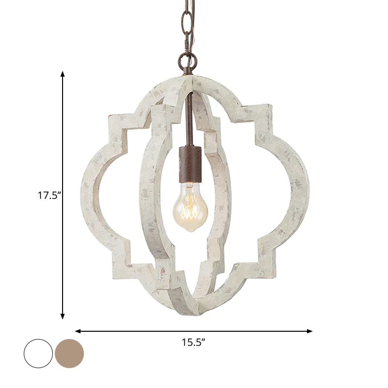 Hanglamp met gebogen frame, 1 licht, traditioneel hangend armatuur van hout voor de woonkamer Clearhalo