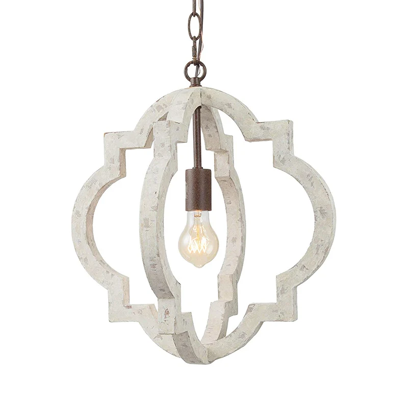 Hanglamp met gebogen frame, 1 licht, traditioneel hangend armatuur van hout voor de woonkamer Clearhalo