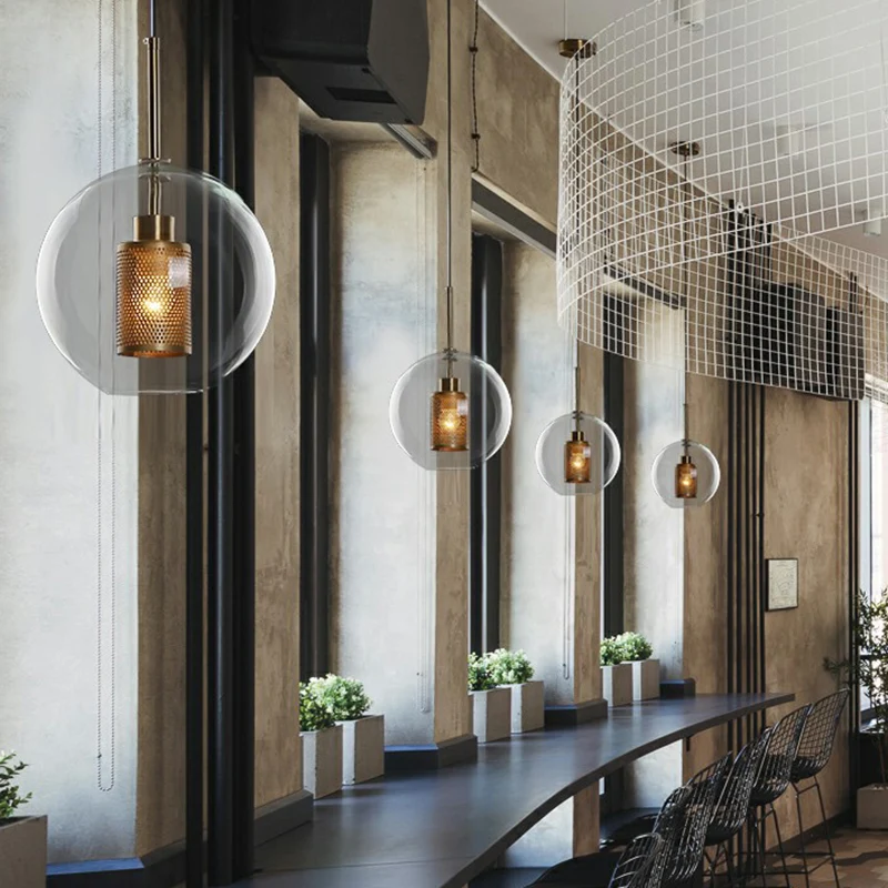 Hanglamp met helder glas, eenvoud, restauranthanglamp met 1 lamp Clearhalo